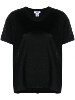 T-shirt en lin avec manches courtes Dkny noir