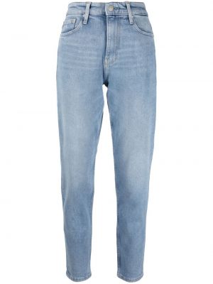 Mom jeans z wysoką talią klasyczne z paskiem Calvin Klein Jeans - niebieski
