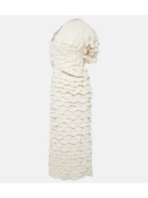 Robe mi-longue en soie asymétrique Chloé blanc