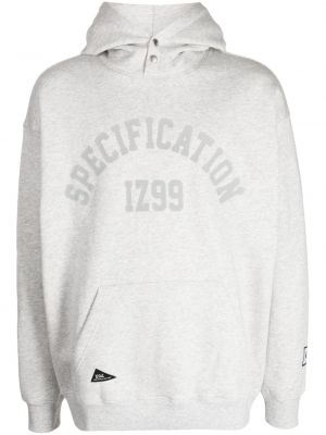 Hoodie brodé avec imprimé slogan Izzue gris