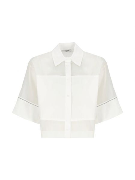 Biała jedwabna koszula bawełniana Peserico