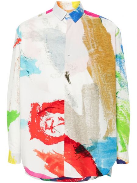 Bavlnená dlhá košeľa s potlačou s abstraktným vzorom Daniela Gregis biela