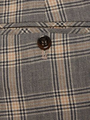 Pletené kostkované rovné kalhoty Gucci šedé