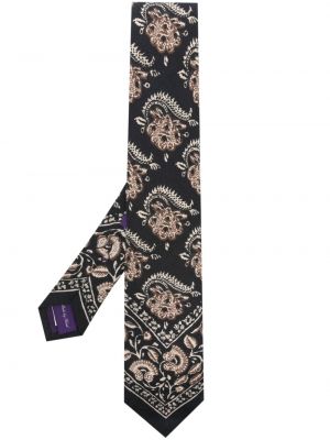 Lniany krawat z nadrukiem z wzorem paisley Ralph Lauren Purple Label