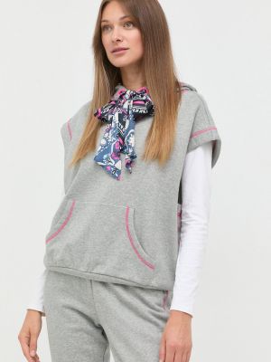 Pamučna hoodie s kapuljačom s melange uzorkom Max&co siva