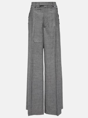 Kostkované vlněné kalhoty relaxed fit Vetements šedé
