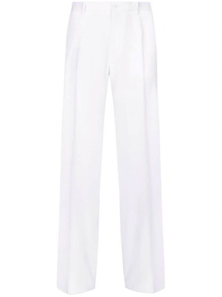 Vlněné kalhoty Dolce & Gabbana bílé