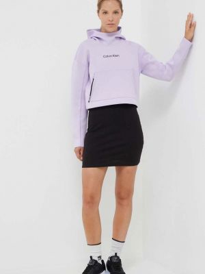 Bluza z kapturem z nadrukiem Calvin Klein Performance fioletowa