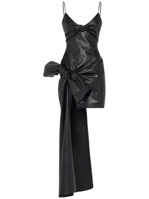 Kožna mini haljina Alexander Mcqueen crna