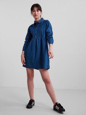 Mini vestido manga larga Pieces azul