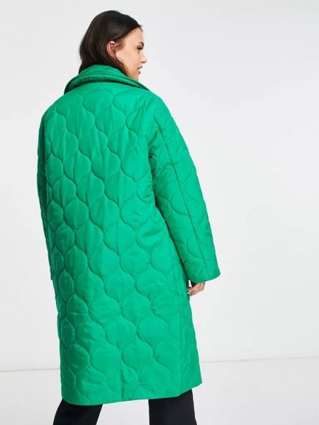 Стеганое пальто Miss Selfridge зеленое