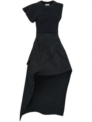 Asymetrické midi šaty Alexander Mcqueen černé