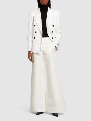 Βαμβακερό παντελόνι σε φαρδιά γραμμή Moschino λευκό