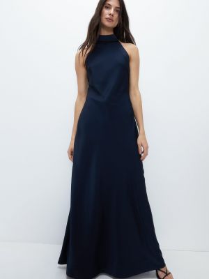 Атласный платье в бельевом стиле с вырезом на спине Warehouse синий