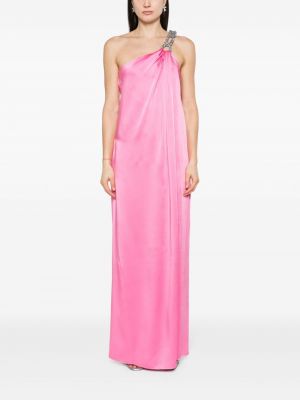 Křišťálové saténové večerní šaty Stella Mccartney růžové