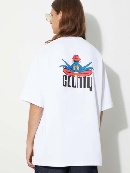 Bavlněné tričko s potiskem Marcelo Burlon bílé