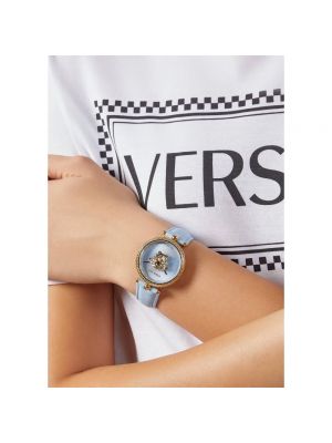 Zegarek skórzany Versace niebieski