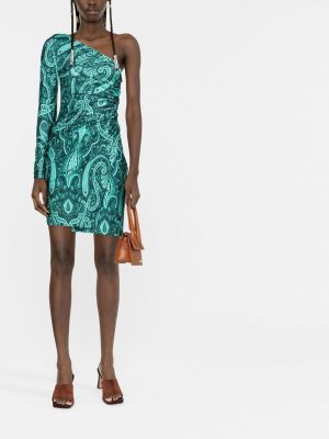 Sukienka mini z nadrukiem z wzorem paisley Etro zielona