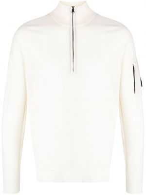 Trøje lynlås kort sweater C.p. Company hvid