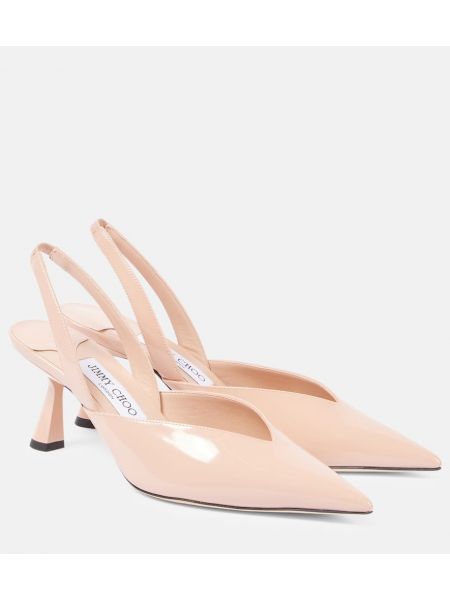 Slingback läder platta skor Jimmy Choo rosa