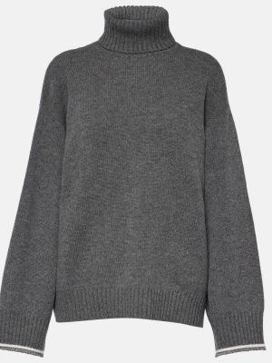 Maglione di lana di seta Brunello Cucinelli grigio