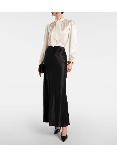 Атласная длинная юбка Saint Laurent черная