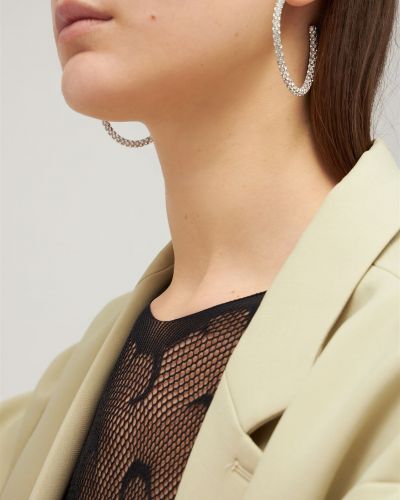 Σκουλαρίκια σε στενή γραμμή με πετραδάκια Amina Muaddi ασημί
