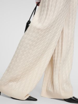 Pantalones de lana de punto bootcut Totême blanco