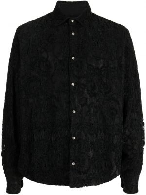Čipkovaná košeľa 4sdesigns čierna