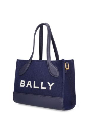 Памучни шопинг чанта Bally синьо