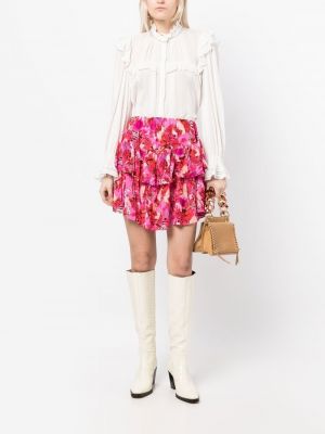 Růžové květinové sukně s potiskem s volány Iro
