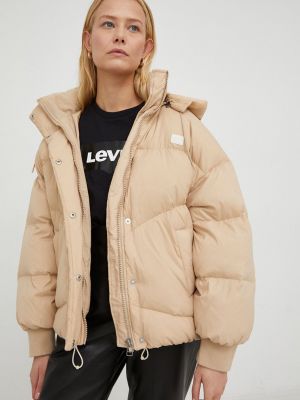 Péřová bunda Levi's dámská, béžová barva, zimní, oversize Levi's
