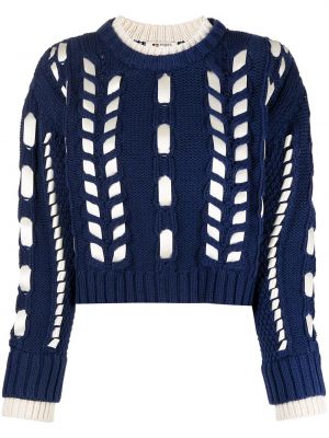 Pleteni bombažni pulover iz kašmirja Ports 1961 modra