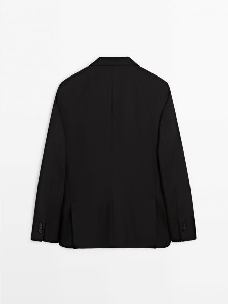 Шерстяной пиджак Massimo Dutti черный