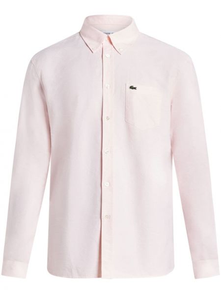 Βαμβακερό πουκάμισο Lacoste ροζ