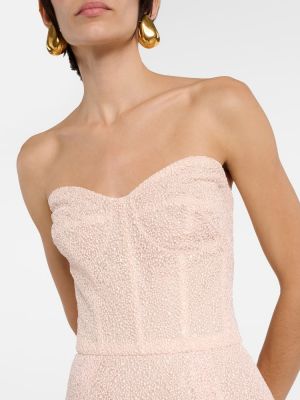 Dlouhé šaty s výšivkou Monique Lhuillier růžové