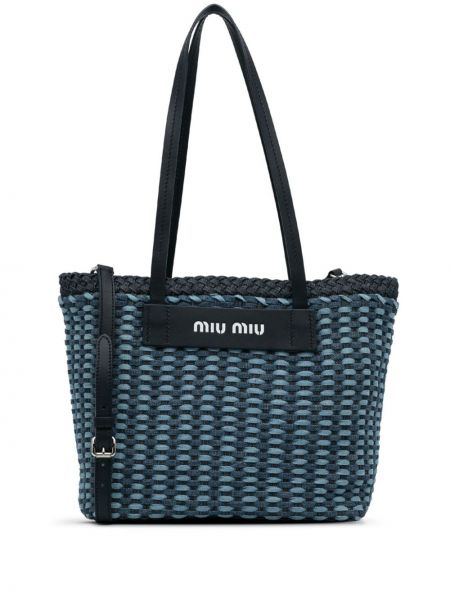 Плетени шопинг чанта Miu Miu Pre-owned синьо