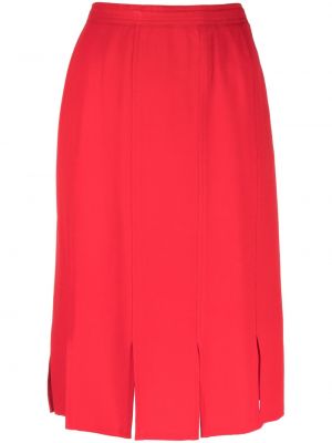 Vlněné sukně s rozparkem s vysokým pasem Yves Saint Laurent Pre-owned - červená