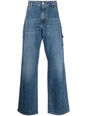 Voľné džínsy s výšivkou Alexander Mcqueen modrá