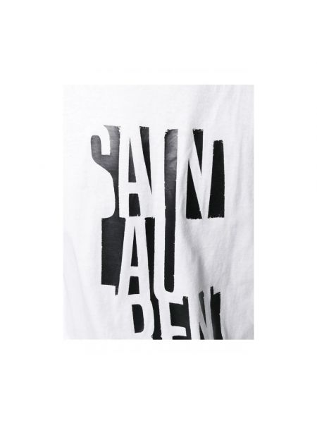 Koszulka z krótkim rękawem z okrągłym dekoltem Saint Laurent biała