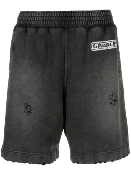 Obrabljene kratke hlače s potiskom Givenchy črna