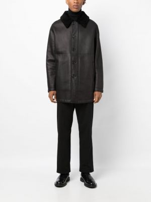 Kožený kabát Dunhill černý