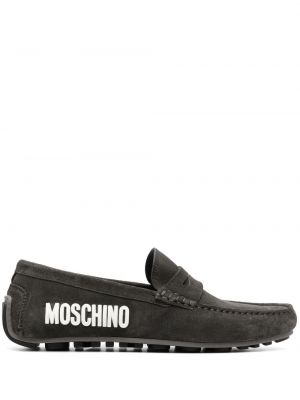 Semišové loafersy Moschino čierna