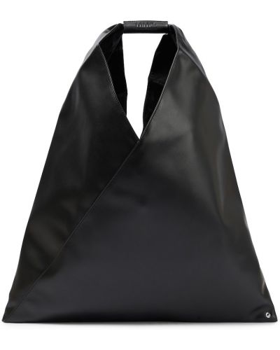Kožená nákupná taška z ekologickej kože Mm6 Maison Margiela čierna