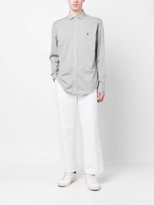 Siuvinėta medvilninė medvilninė marškiniai Polo Ralph Lauren