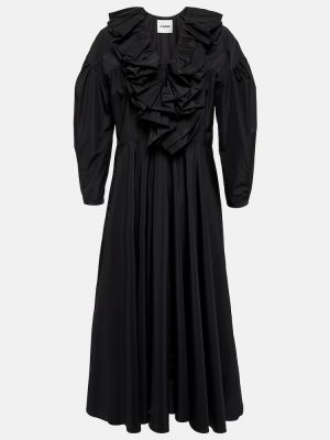 Vestido midi con volantes Jil Sander negro