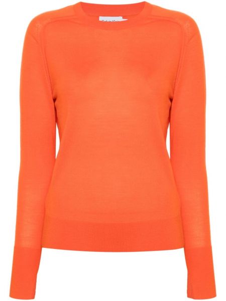 Gyapjú szvetter Calvin Klein narancsszínű