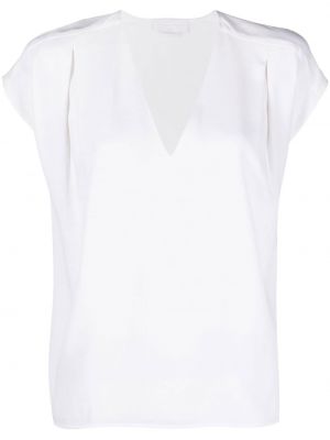 Πλισέ μπλούζα με λαιμόκοψη v Genny λευκό