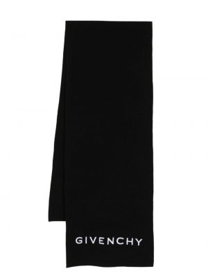 Dzianinowa haftowana szal Givenchy czarna