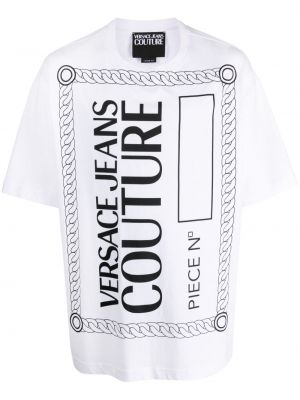 Raštuotas medvilninis marškinėliai Versace Jeans Couture balta